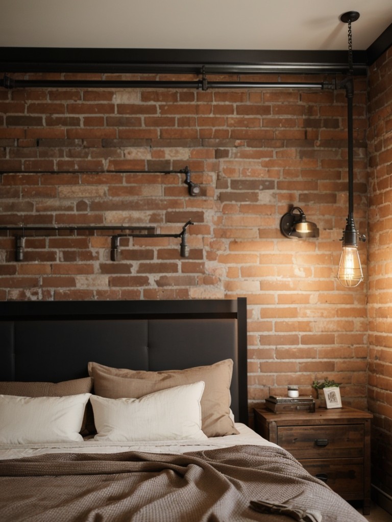 Cozy Apartment Vibes: Industrial Chic Brown Bedroom Decor.