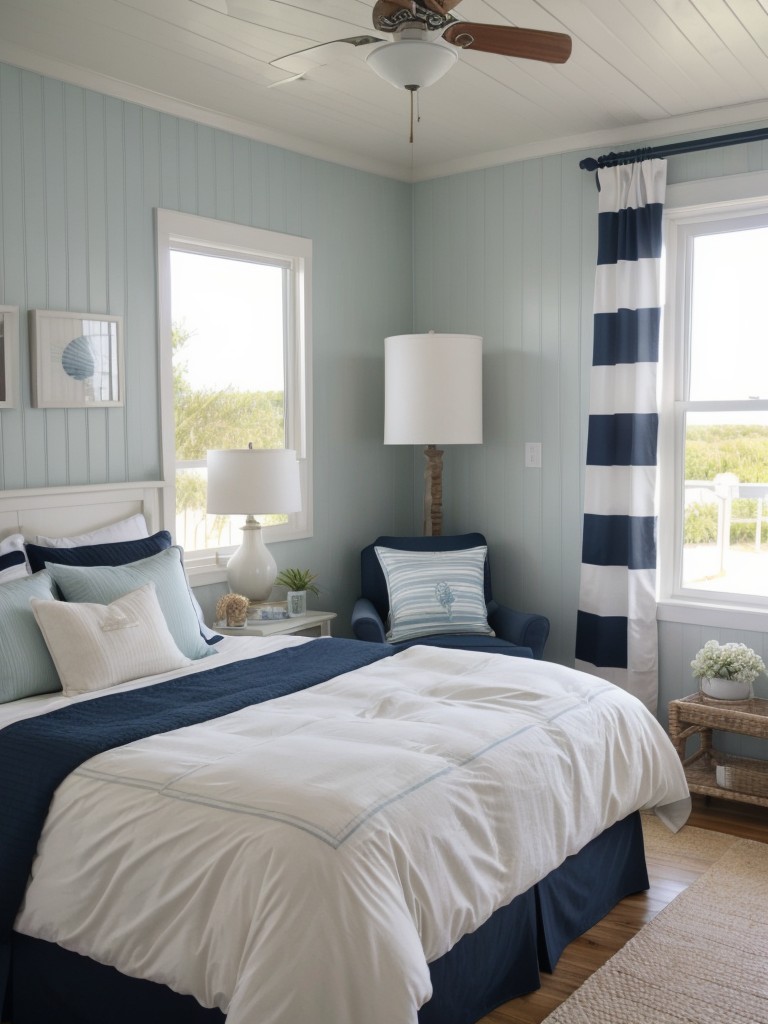 Cozy Coastal Vibes: Nautical Decor for a Serene Apartment Bedroom