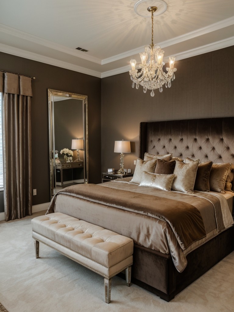 Luxury Retreat: Transform your bedroom with earth tones and glamorous decor.