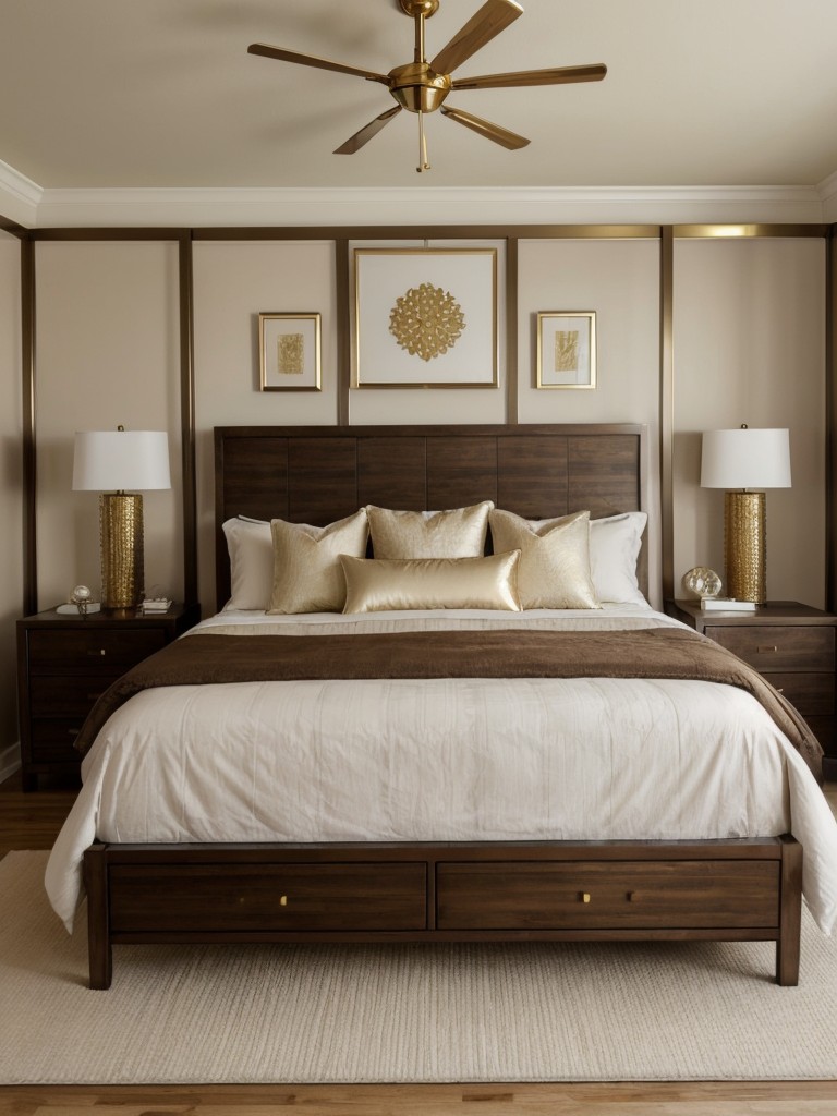 Elevate Your Brown Bedroom with Metallic Accents