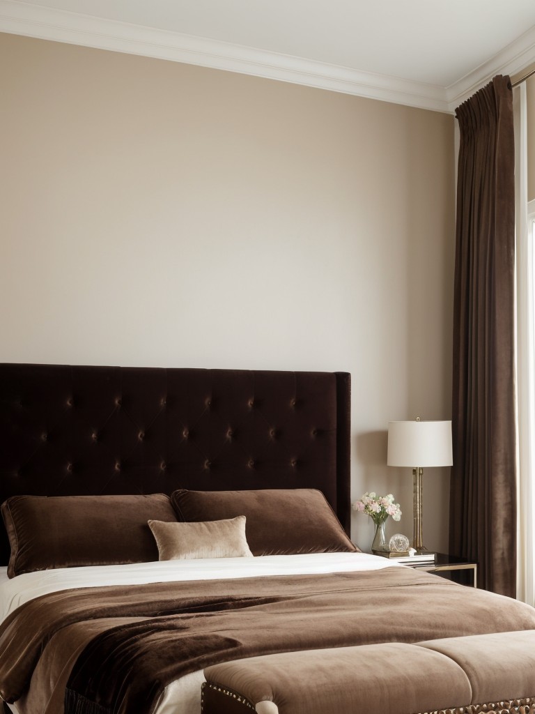 Luxury Living: Create a Brown Bedroom Oasis with Velvet Decor